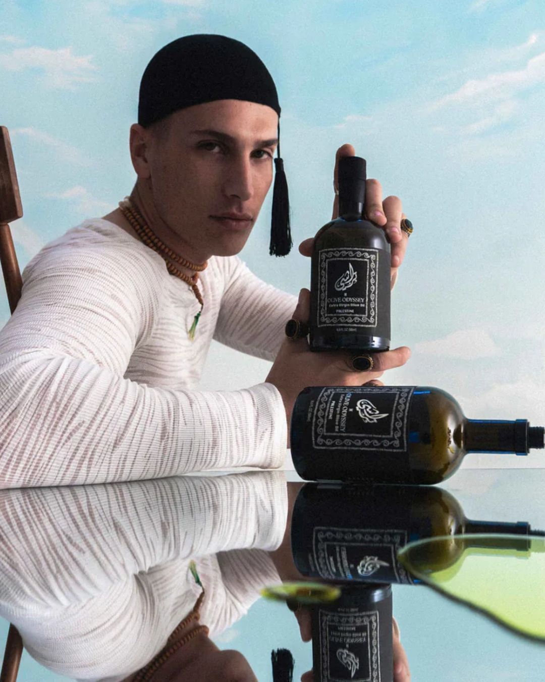 Trashy clothing and Olive Odyssey collaborate in an ode to Palestine and its craftsmanship In the form of a unique and limited edition bottle of olive oil