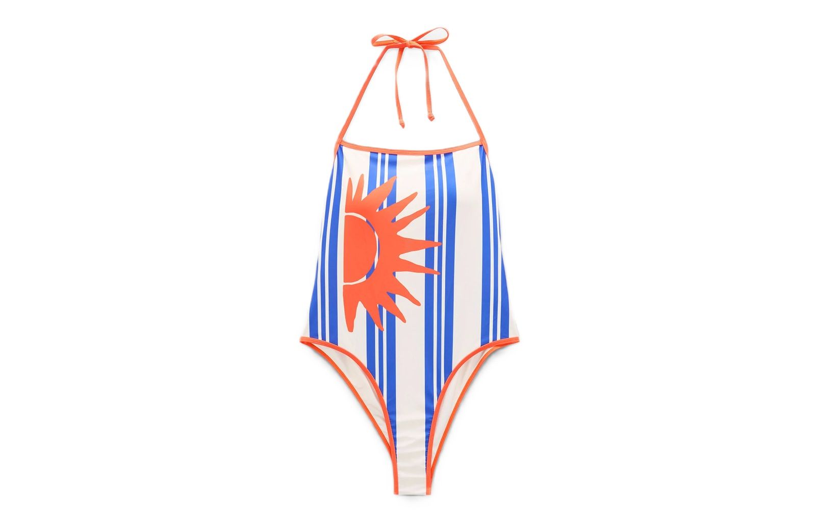 PARFOIS - Striped swimsuit with a sun print