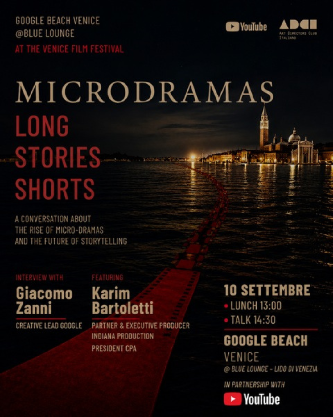 Die Microdramas kommen mit ADCI und Youtube nach Venedig Long Story Shorts ist der Talk, der den neuen Formaten des Storytellings gewidmet ist