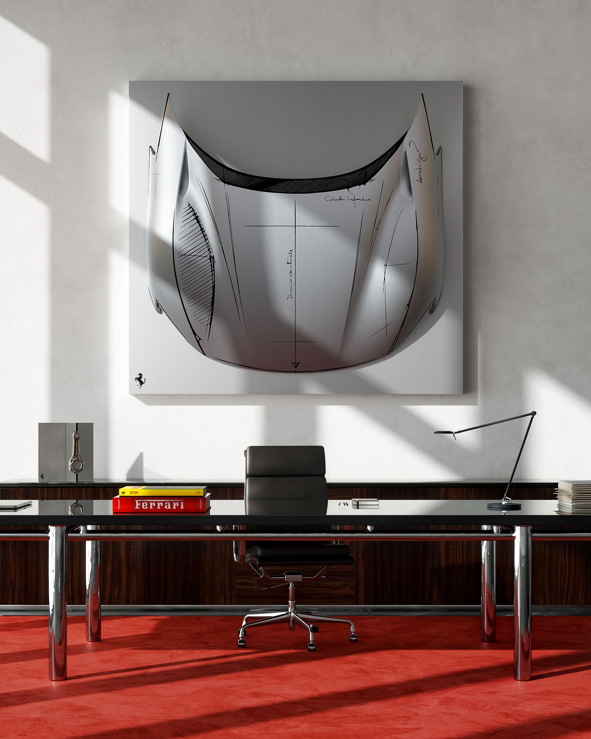 Ferrari turns the sketch into a three-dimensional canvas When a line becomes form