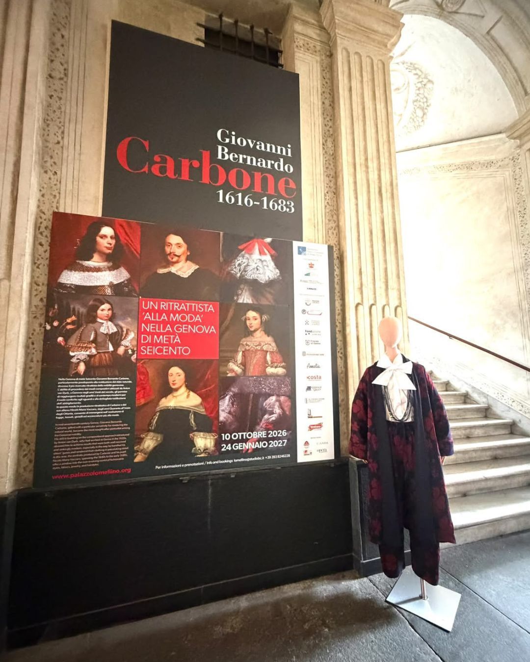 Giovanni Bernardo Carbone returns to the exhibition with Amelie At Palazzo Nicolosio Lomellino, in Genoa, the value of the dress is staged