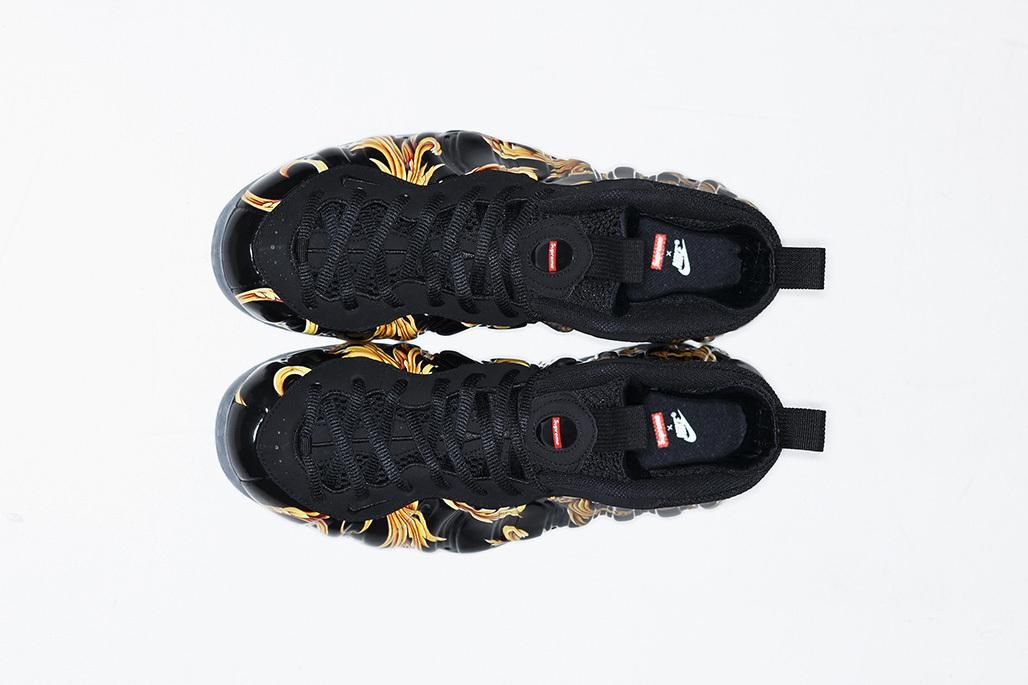 スニーカー Supreme x Air Foamposite One SP 'BLACK' SS 14 2014 Nike Foamposite One SP Supreme 2014 Black Gold Versace